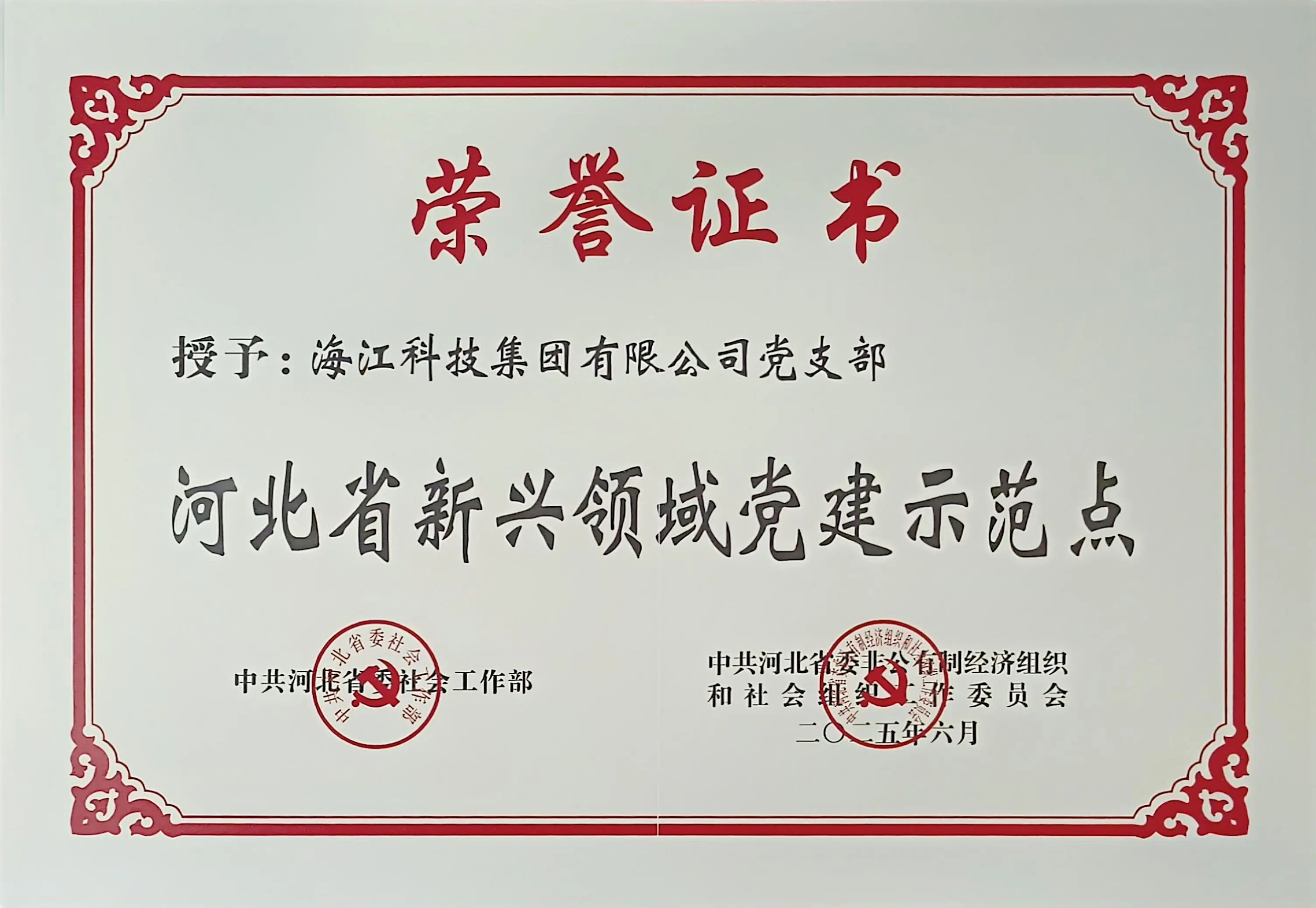 喜報 | 海江集團獲評“河北新興領域黨建示范點”，創(chuàng)新黨建引領高質量發(fā)展